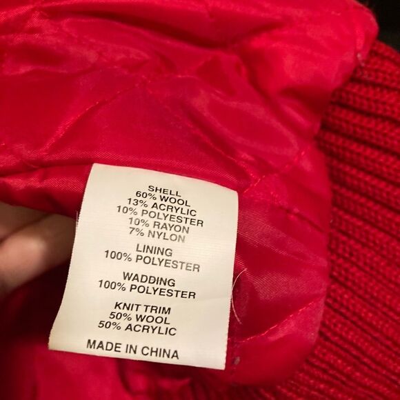 Red Wool Blend Double Breasted Bomber Jacket/Coat - Picture 9 of 10